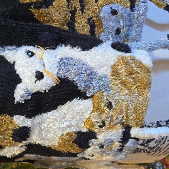 Vintage Michael Simon Black Cardigan with Cat Design - Picture 4 of 9